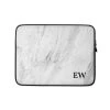 PF Personalized Laptop Sleeve In Marble With Faux Fur Lining
